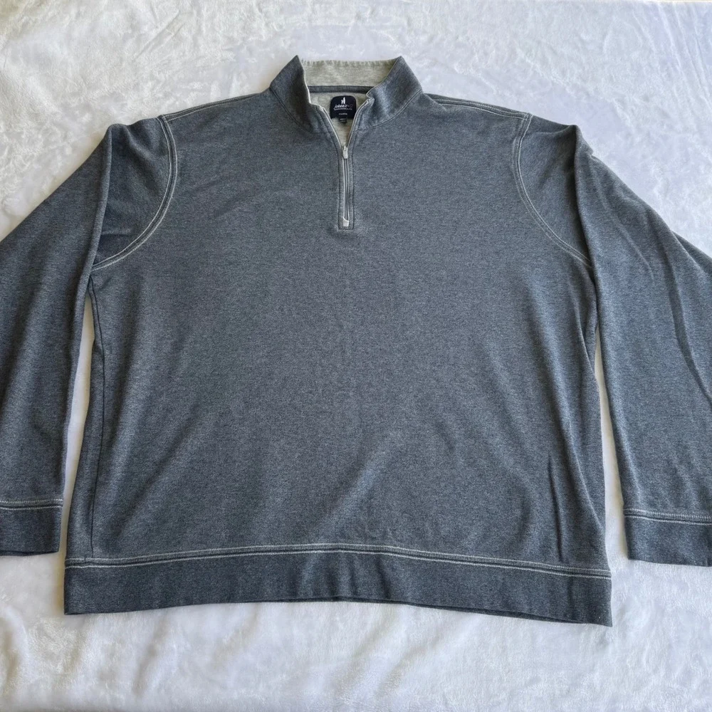 Johnnie-O Mens XL Quarter Zip Pullover Heathered Blue Grey Cotton Modal Stretch‎